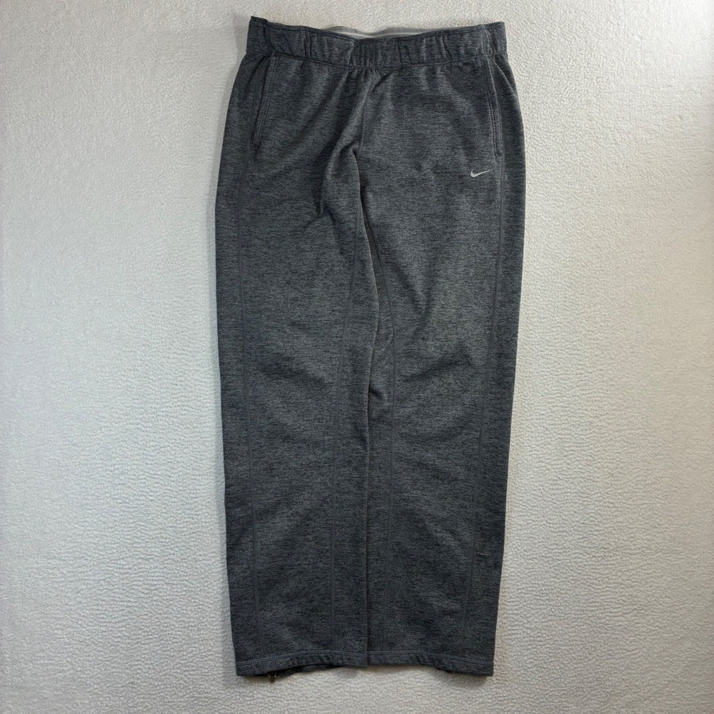 Y2K Nike Track Pants Men M Gray Baggy Ankle Zip Sweatpants Loose Therma Relaxed